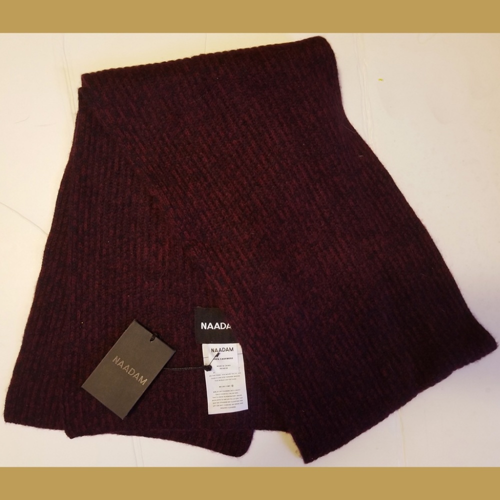 NWT NAADAM 70”x 10” ribbed 100% CASHMERE scarf